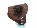 Brown Leather Swingarm Skull Embossed Right Sided Single Bag for Yamaha Dragstar / Vstar XVS650